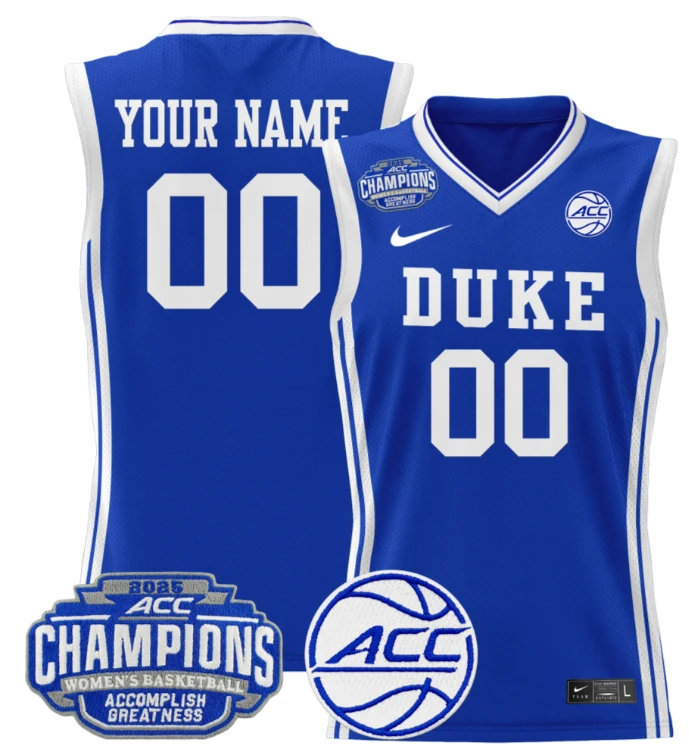 Women's Custom Duke Blue Devils Jersey 2025 ACC Champions Lightweight Royal by My store basketball