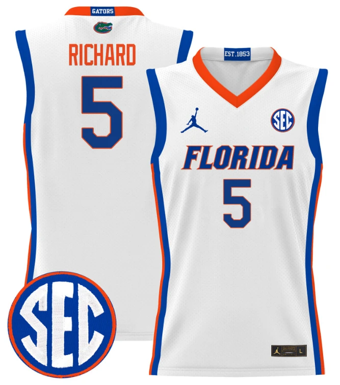 Will Richard Jersey #5 Florida Gators 2024 Lightweight Basketball White by My store basketball