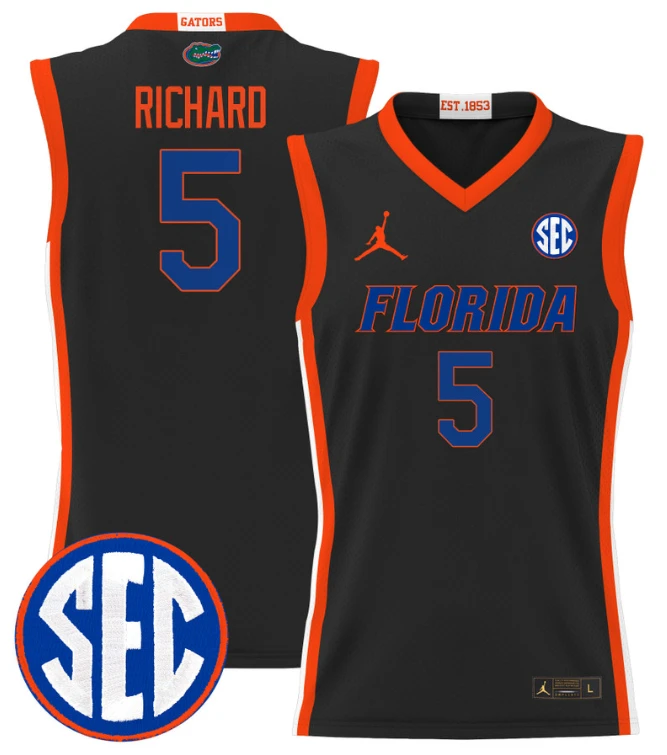 Will Richard Jersey #5 Florida Gators 2024 Lightweight Basketball Black by My store basketball
