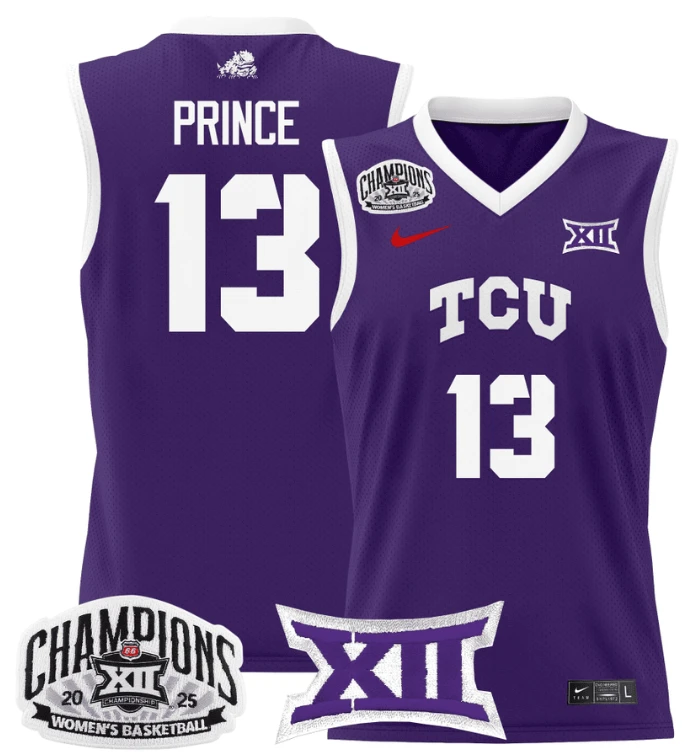 Women's Sedona Prince Jersey #13 TCU Horned Frogs 2025 Champions Purple by My store basketball