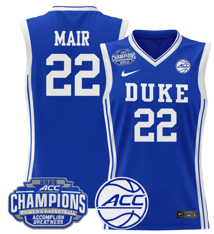 Women's Taina Mair Jersey #22 Duke Blue Devils 2025 ACC Champions Royal by My store basketball