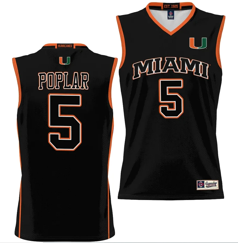 Wooga Poplar Jersey #5 Miami Hurricanes NIL College Basketball Lightweight Black by My store basketball