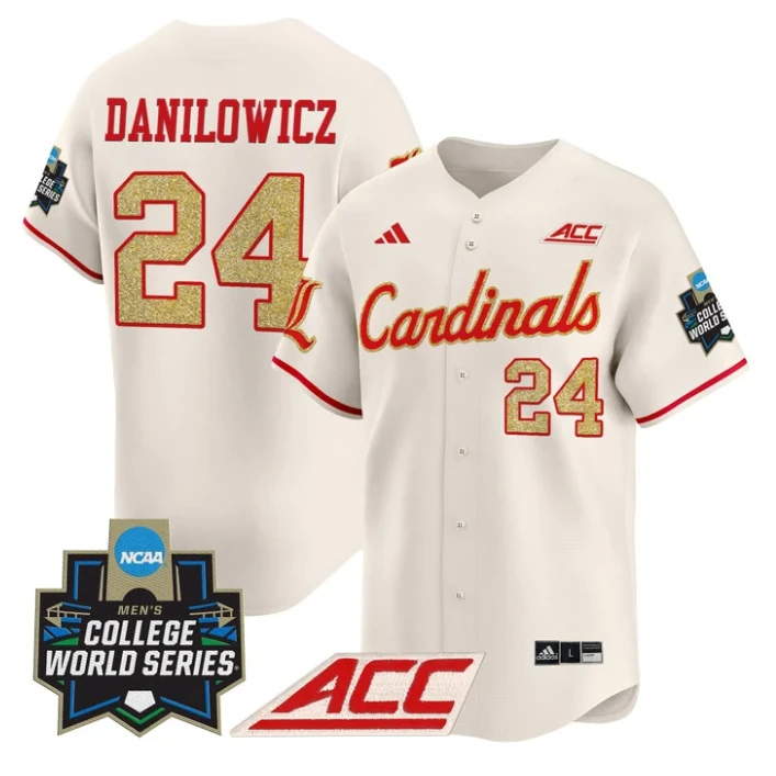 Wyatt Danilowicz Jersey #24 Louisville Cardinals 2025 World Series Cream by My Store