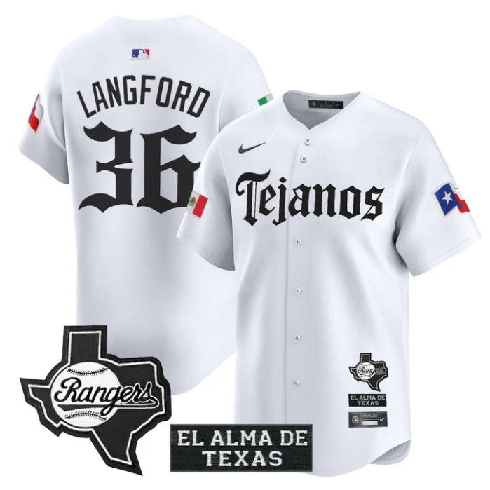 Wyatt Langford Jersey #36 Texas Rangers Mexico Tejano Barrio Style Vapor Limited Stitched White by My Store