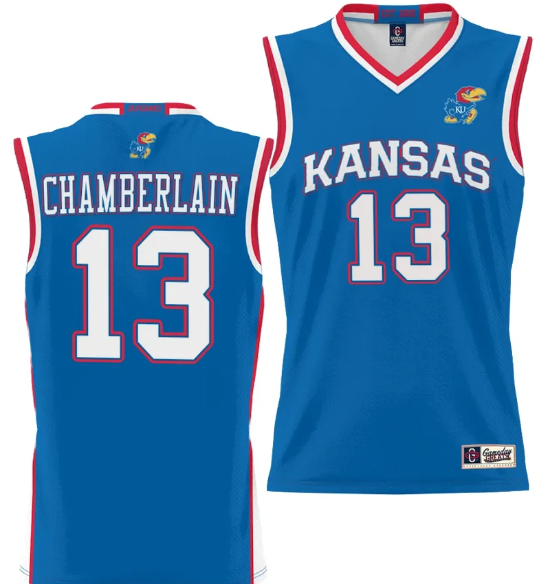 Wilt Chamberlain Jersey #13 Kansas Jayhawks NIL College Basketball Lightweight Royal by My store basketball