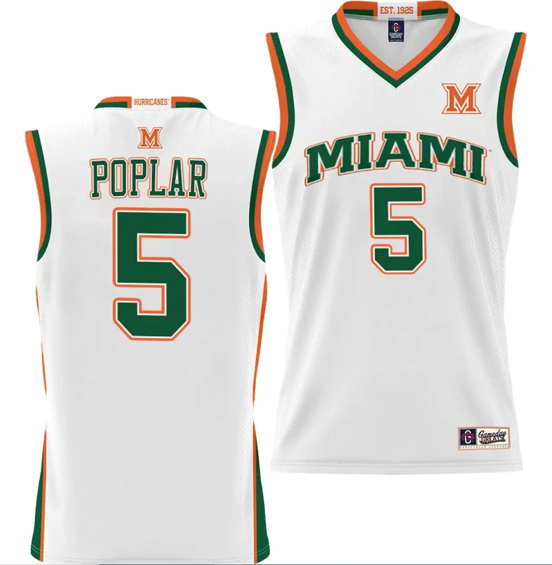 Wooga Poplar Jersey #5 Miami Hurricanes NIL College Basketball Lightweight White by My store basketball
