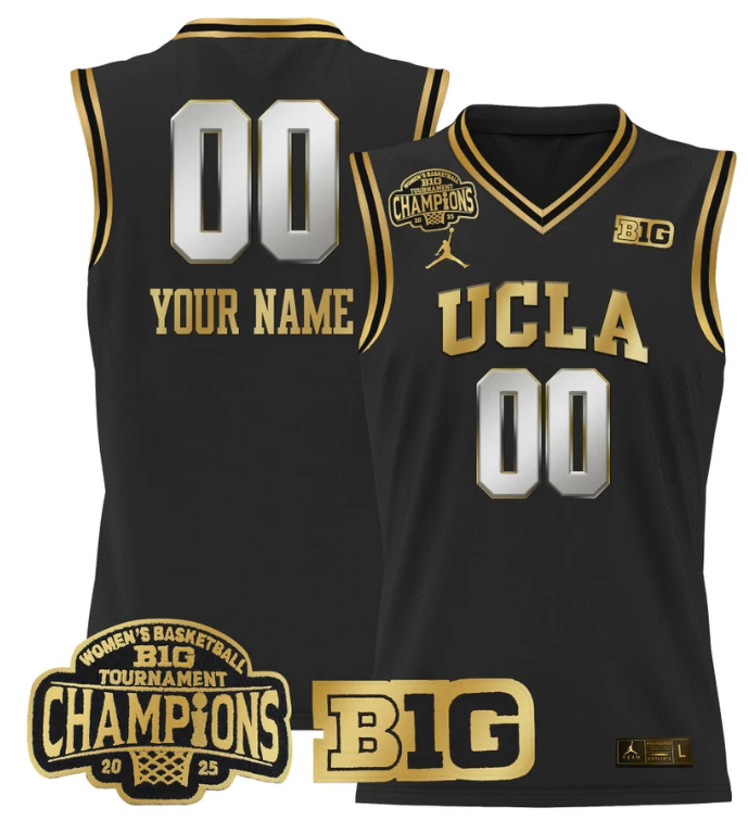 Women's Custom UCLA Bruins Jersey 2025 Big Ten Champions Basketball Black Gold by My store basketball