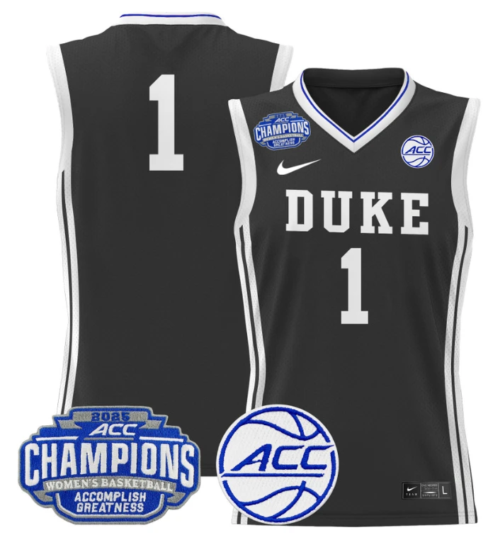 Women's Team Jersey Duke Blue Devils 2025 ACC Champions Lightweight Black by My store basketball
