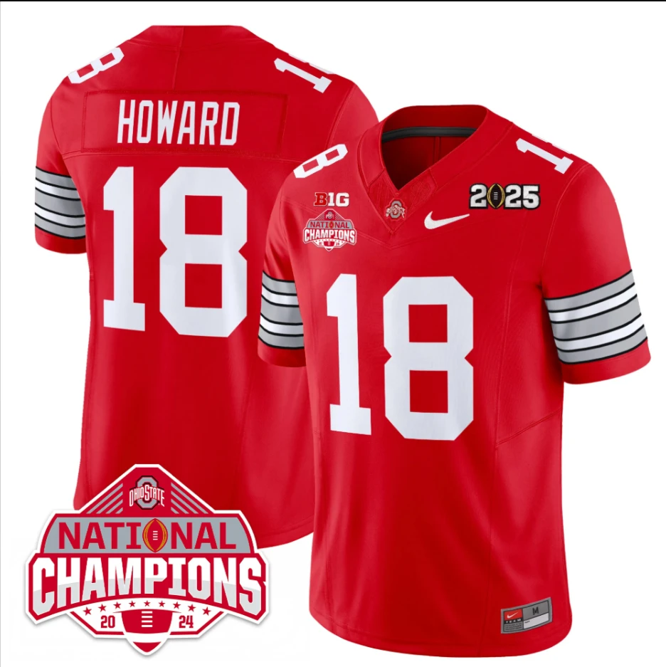 Will Howard Jersey #18 Ohio State 2025 CFP Patch National Champions by My Store NCAA Football Jerseys