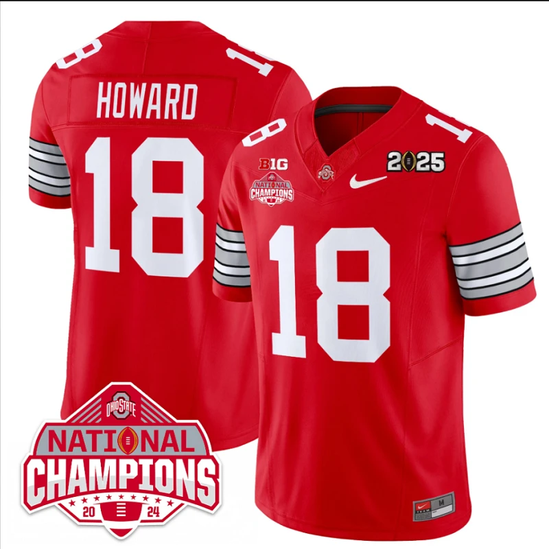 Will Howard Jersey #18 Ohio State 2025 CFP Patch National Champions Red by My Store