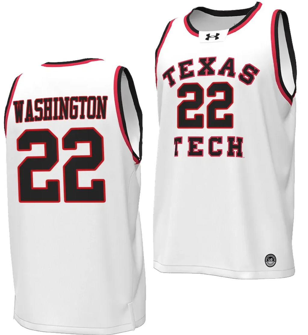Warren Washington Jersey #22 Texas Tech Red Raiders Throwback Basketball Replica White by My store basketball