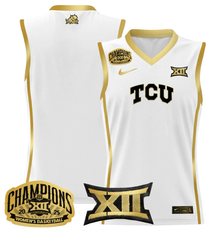 Women's Team Jersey TCU Horned Frogs 2025 Champions Lightweight White Gold by My store basketball