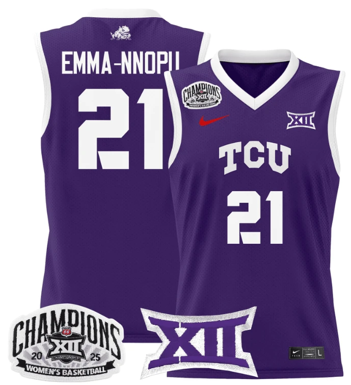 Women's Emma Nnopu Jersey #21 TCU Horned Frogs 2025 Champions Purple by My store basketball