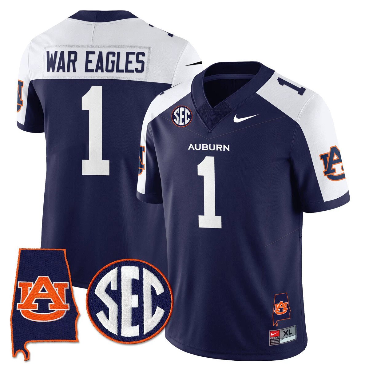 War Eagles Jersey #1 Auburn Tigers Alabama Patch Vapor Stitched Navy Alter by My Store NCAA Football Jerseys