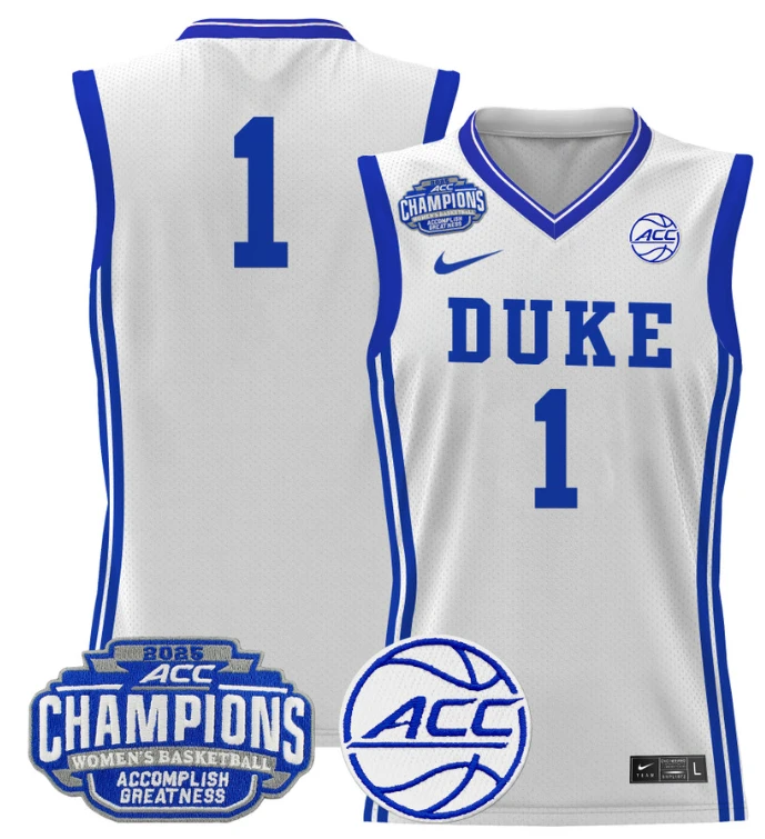 Women's Team Jersey Duke Blue Devils 2025 ACC Champions Lightweight White by My store basketball
