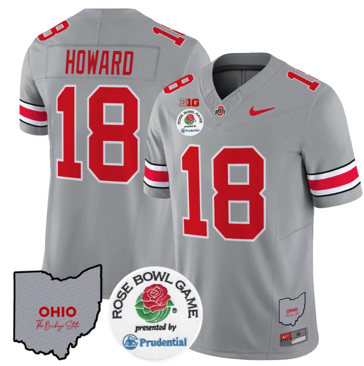 Will Howard Jersey #18 Ohio State Buckeyes Rose Bowl Vapor Limited V2 Gray by NCAA Football Jersey