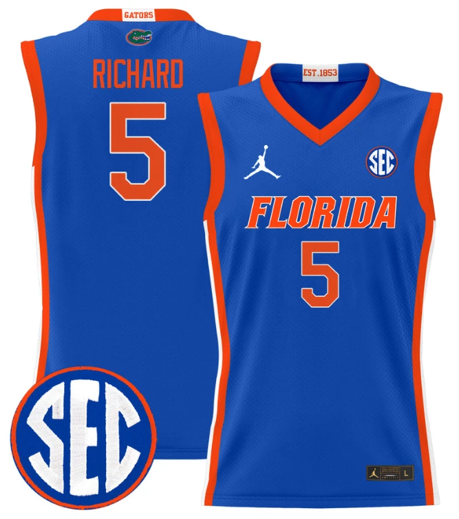 Will Richard Jersey #5 Florida Gators 2024 Lightweight Basketball Royal by My store basketball