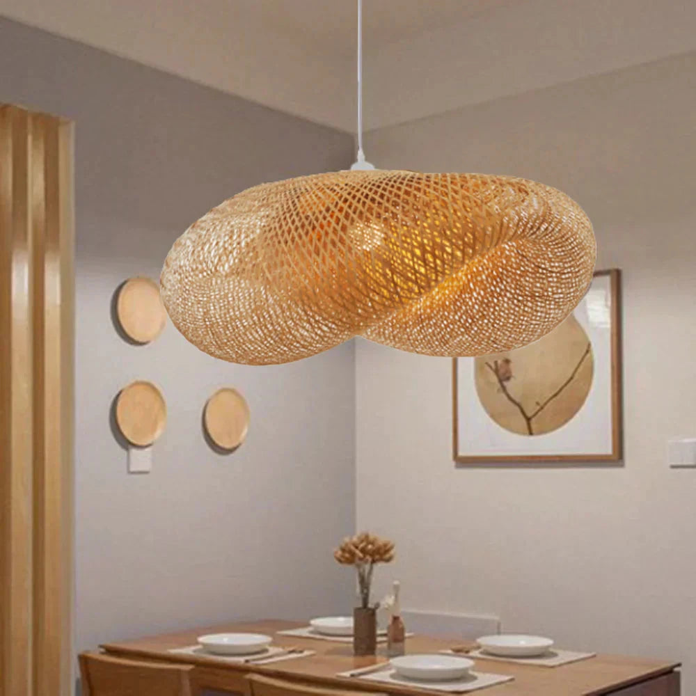 ZenGlow Handwoven Bamboo Pendant Light Bowlift by Bowlift