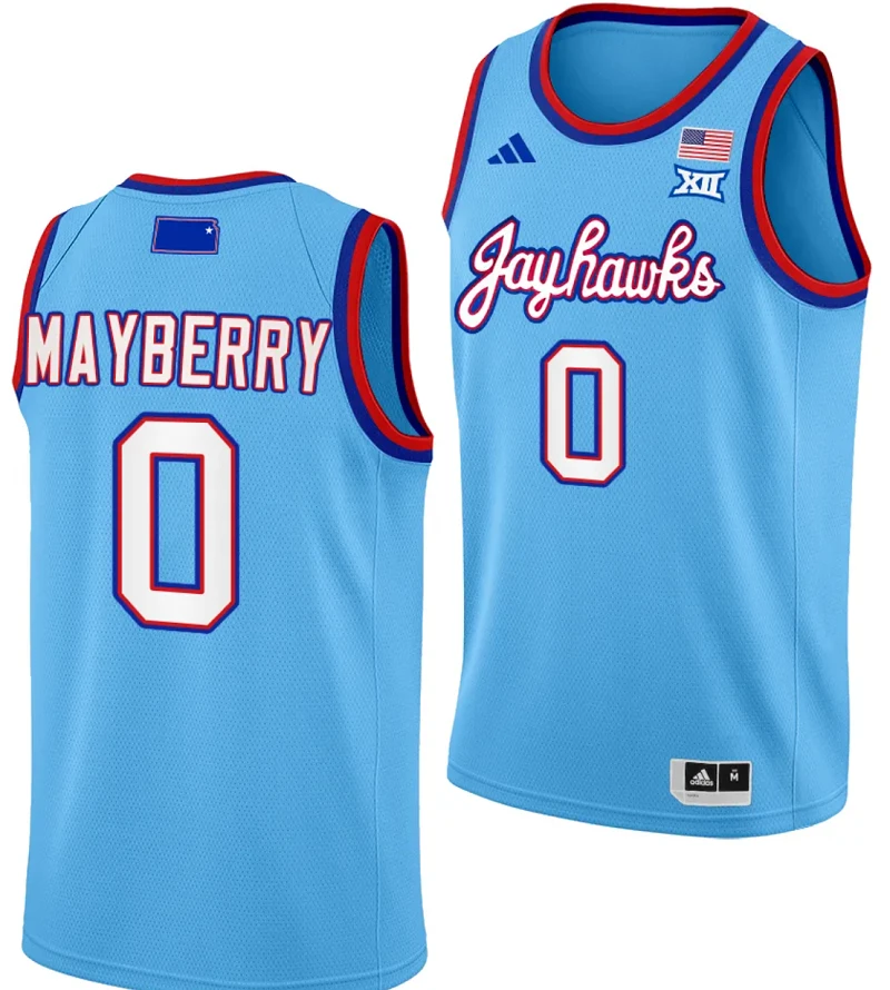 Wyvette Mayberry Jersey #0 Kansas Jayhawks Basketball DRIP Alternate 2023-24 Baby Blue by My store basketball