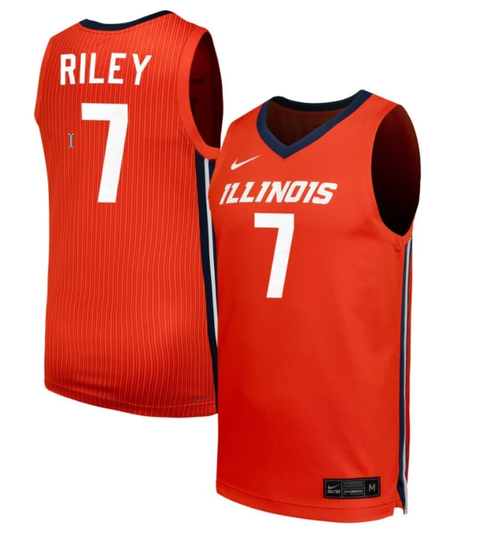 Will Riley Jersey #7 Illinois Fighting Illini NIL Basketball Orange by My store basketball