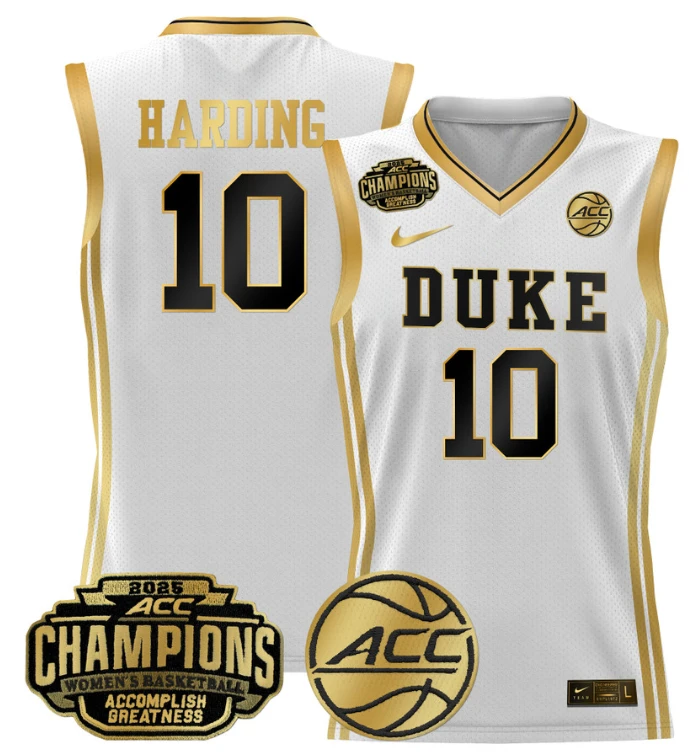 Women's Lindsey Harding Jersey #10 Duke Blue Devils 2025 Champions White Gold by My store basketball