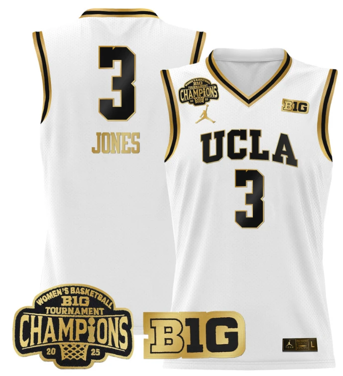 Women's Londynn Jones Jersey #3 UCLA Bruins 2025 Champions Basketball White Gold by My store basketball