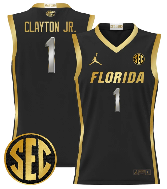 Walter Clayton Jr Jersey #15 Florida Gators 2024 Lightweight Basketball Black Gold by My store basketball