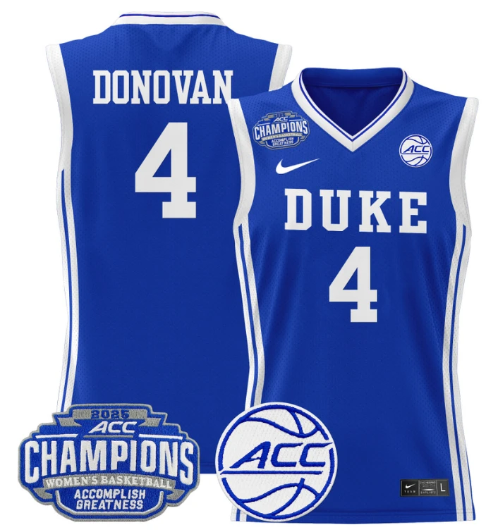 Women's Jadyn Donovan Jersey #4 Duke Blue Devils 2025 ACC Champions Royal by My store basketball