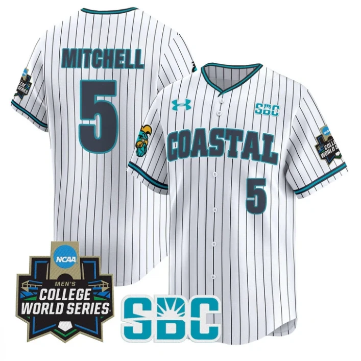 Walker Mitchell Jersey #5 Coastal Carolina Chanticleers 2025 World Series Stripe by My Store