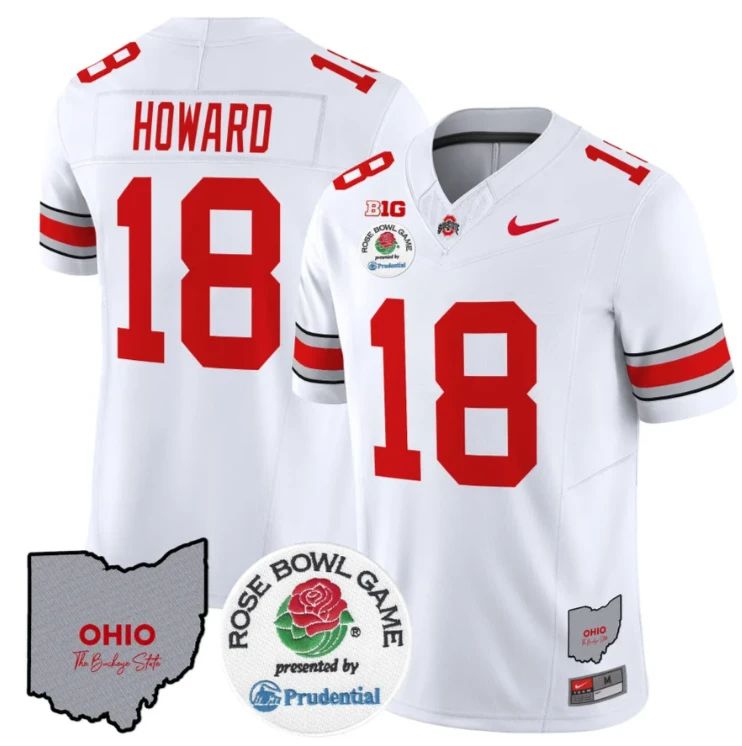 Will Howard Jersey #18 Ohio State Buckeyes Rose Bowl Vapor Limited V2 White by NCAA Football Jersey