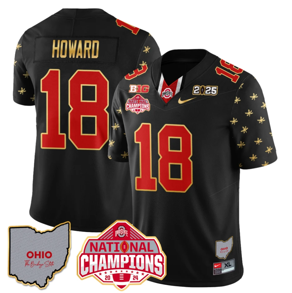 Will Howard Jersey #18 Ohio State National Champions 2025 Patch by My Store NCAA Football Jerseys