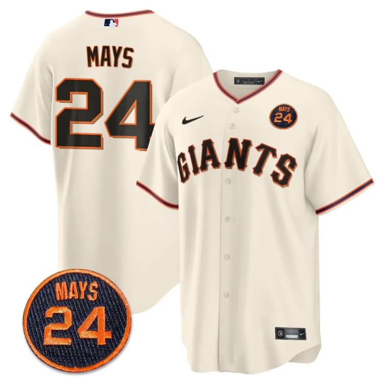 Willie Mays Jersey #24 San Francisco Giants #24 Mays Patch 2024 Vapor Premier Limited Cream Home by My Store