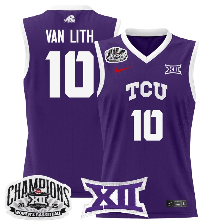 Women's Hailey Van Lith Jersey #10 TCU Horned Frogs 2025 Champions Purple by My store basketball