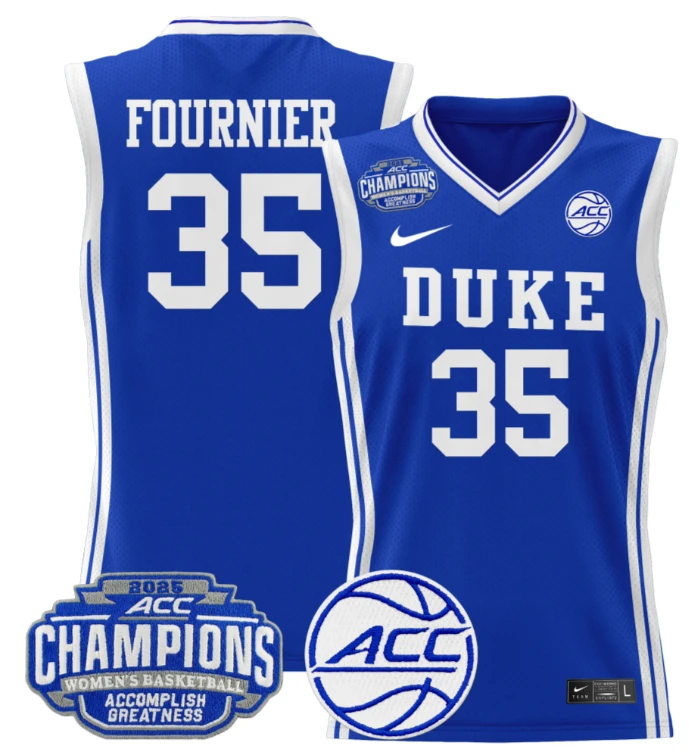 Women's Toby Fournier Jersey #35 Duke Blue Devils 2025 ACC Champions Royal by My store basketball