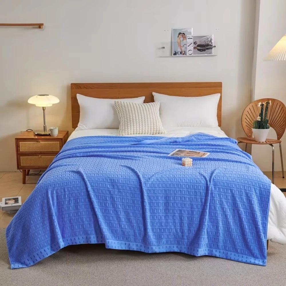Waffle Cotton Summer Bedspread Throw Blanket by Casa & Beyond