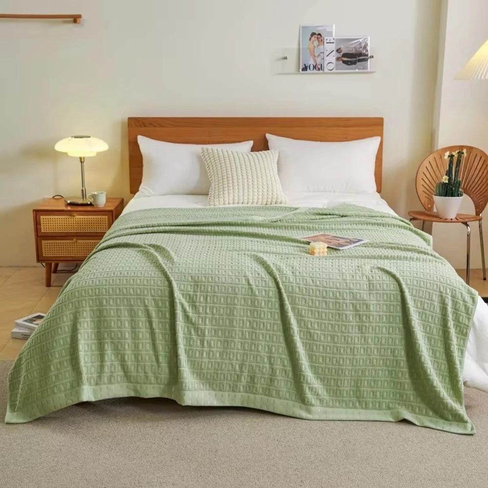 Waffle Cotton Summer Bedspread Throw Blanket by Casa & Beyond