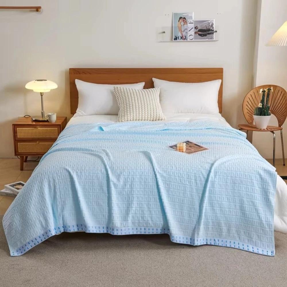 Waffle Cotton Summer Bedspread Throw Blanket by Casa & Beyond