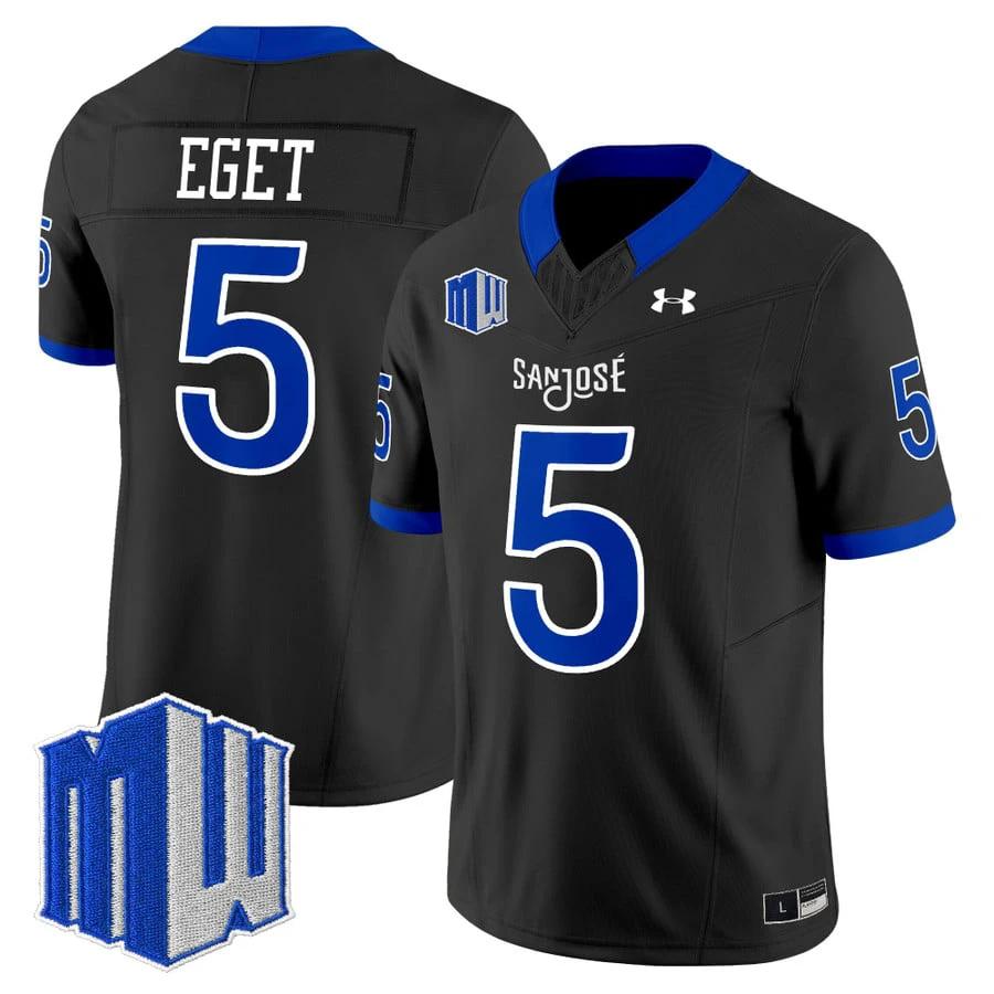 Walker Eget Jersey #5 San José State Spartans 2025 Limited Stitched by My Store NCAA Football Jerseys