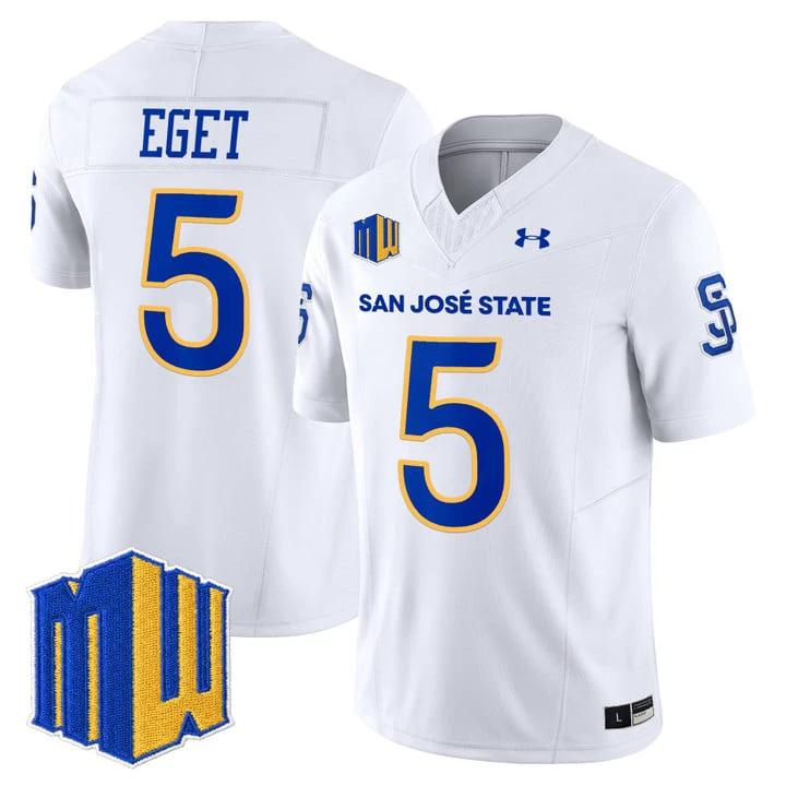 Walker Eget Jersey #5 San José State Spartans 2025 Limited Stitched by My Store NCAA Football Jerseys