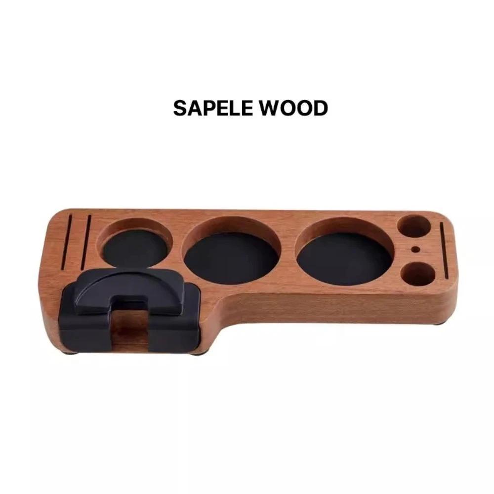 Walnut Espresso Tamper Station Coffee Bar Stand by Casa & Beyond