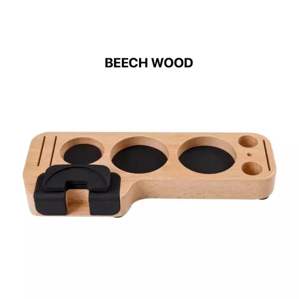 Walnut Espresso Tamper Station Coffee Bar Stand by Casa & Beyond