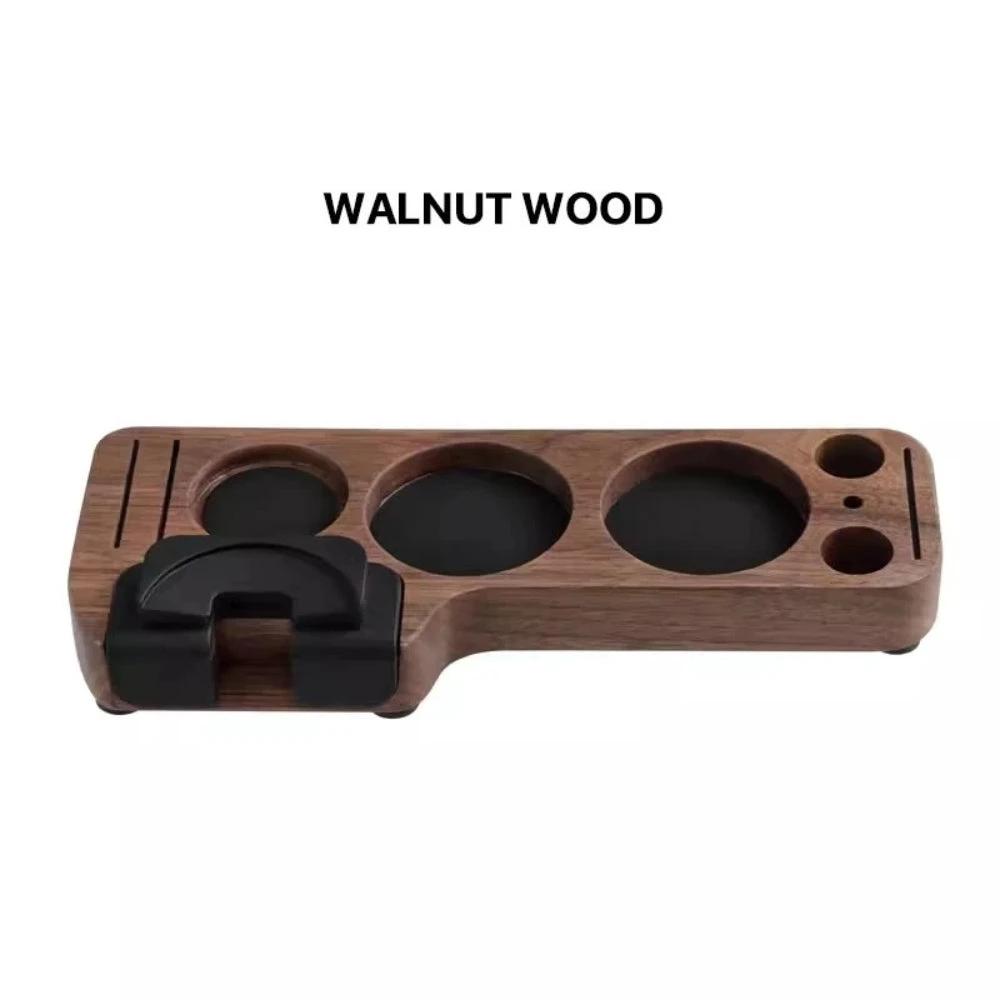 Walnut Espresso Tamper Station Coffee Bar Stand by Casa & Beyond