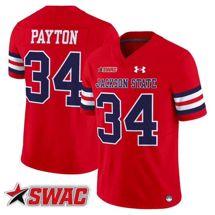 Walter Payton Jersey #34 Jackson State Tigers 2025 Limited Stitched by My Store NCAA Football Jerseys
