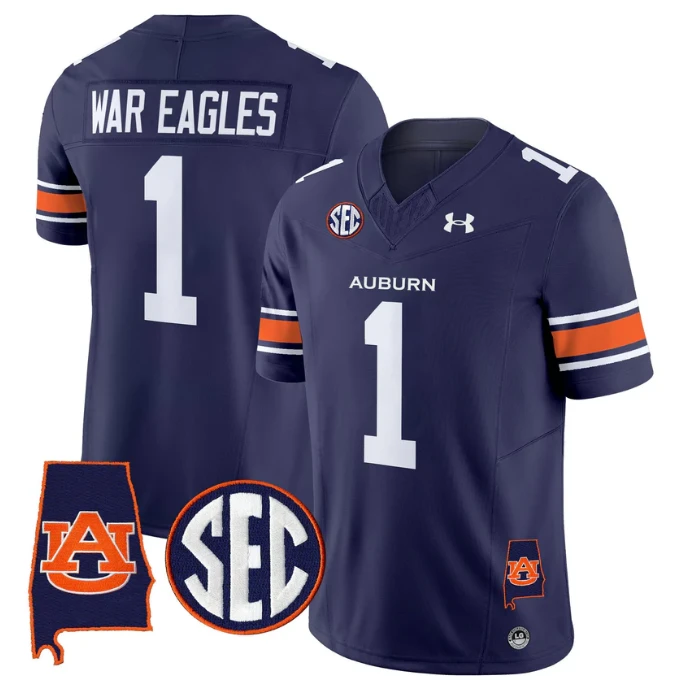 War Eagles Jersey #1 Auburn Tigers 2025 Alabama Patch Stitched by My Store NCAA Football Jerseys