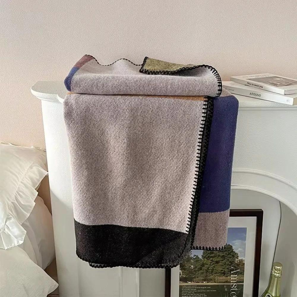Warm Knit Colorblock Plaid Blanket by Casa & Beyond