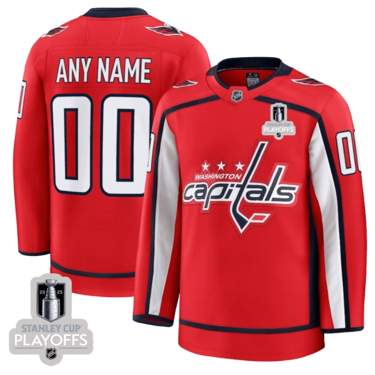 Washington Capitals 2025 NHL Playoffs Patch Home Men Custom Jersey - Red by Hockey David