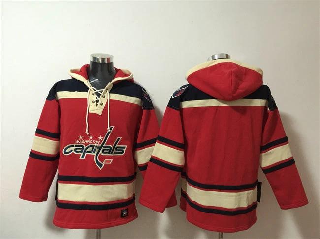 Washington Capitals Blank Red Ageless Must-Have Lace-Up Pullover Hoodie by Hoodie Pullover