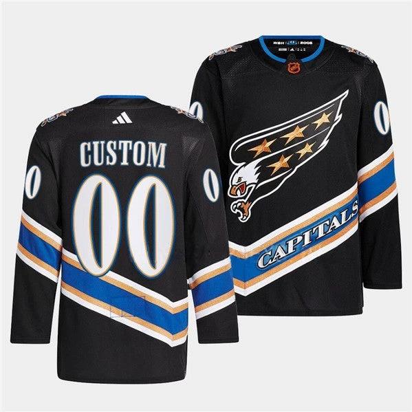 Washington Capitals Custom Black 2022-23 Reverse Retro Stitched Jersey by Hockey David