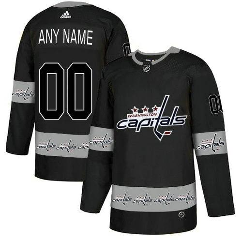 Washington Capitals Custom Black Team Logos Fashion Jersey by Hockey David