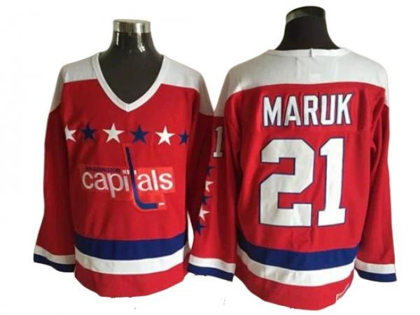 Washington Capitals #21 Dennis Maruk Red 1980 Vintage CCM Jersey by Hockey David